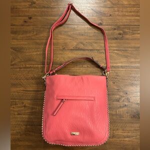 Jessica Simpson Camille Studded Hobo Bag in pink faux leather